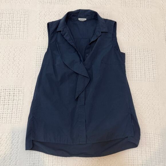 Akris Punto 6 cotton ruffle sleeveless button front blouse top TS 2959 - Picture 9 of 11